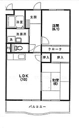 グローリー 2LDKの間取図画像