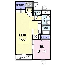 サンリット初生 1LDKの間取図画像