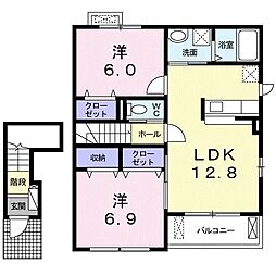 アメヤMR3 2LDKの間取図画像