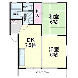 コーポゆあ～ず 2DKの間取図画像