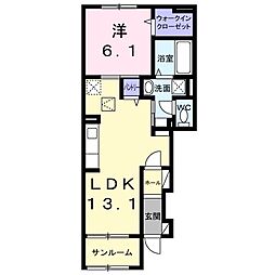 ロケットラボさぎの宮 1LDKの間取図画像