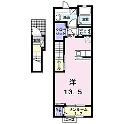 ドゥーベル ワンルームの間取図画像