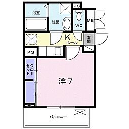 ラ・ティルス 1Kの間取図画像