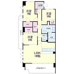 一条レジデンス浜松 3LDKの間取図画像