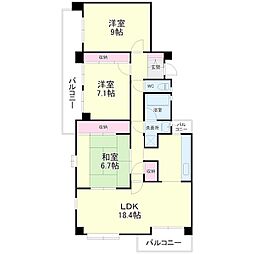 佐鳴湖パークタウン12号棟 3LDKの間取図画像