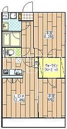 アンベリール 2LDKの間取図画像