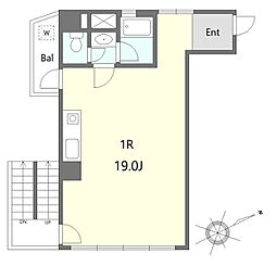 トーア新富マンション ワンルームの間取図画像