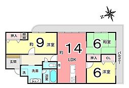 シーザーパレス山の手1 3LDKの間取図画像