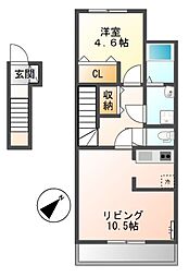 ポラリス 1LDKの間取図画像