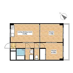 JR東海道・山陽本線 近江八幡駅 徒歩4分の賃貸マンション 6階2DKの間取り