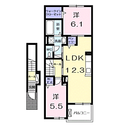 聖和町アパート 2LDKの間取図画像