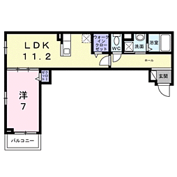 ウエストレイク 1LDKの間取図画像