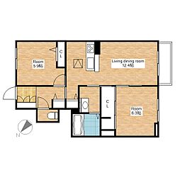 シャーメゾンメリア 2LDKの間取図画像