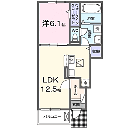 プロムナード東近江II 1LDKの間取図画像