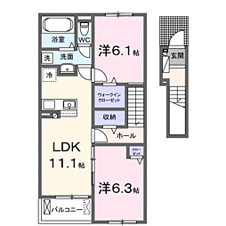 シャーイン イースト ケイ 2LDKの間取図画像