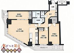 ソフィアタワー勝どき 3LDKの間取図画像
