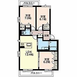 グランベレオ菊川 3LDKの間取図画像