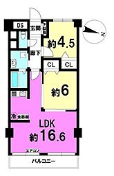 ターミナルハイツ24 2LDKの間取図画像