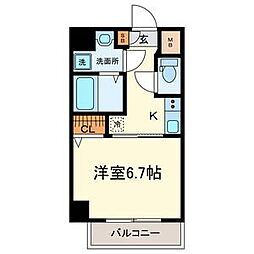 プランドール名駅 1Kの間取図画像
