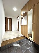 【リフォーム済】玄関内部の写真です。こちらは天井・壁のクロス張替え、フローリングの重ね張りを行いました。家族と来客をお出迎えする玄関は住宅の顔。暗くなりがちな玄関も明るく清潔感漂う空間に仕上げていま…