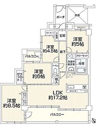 パルメーラ宝松苑 4LDKの間取図画像