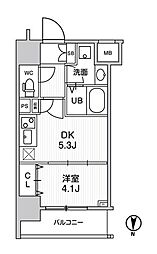 ジェノヴィア南千住スカイガーデン 1DKの間取図画像
