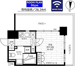 ステージファースト菊川アジールコート 1Kの間取図画像