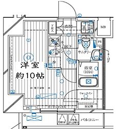 レガリス亀戸 1Kの間取図画像