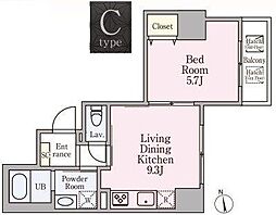 GrandeMaison浅草合羽橋 1LDKの間取図画像