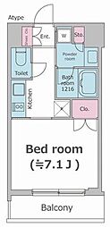 PARKFLATS渋谷代官山 1Kの間取図画像