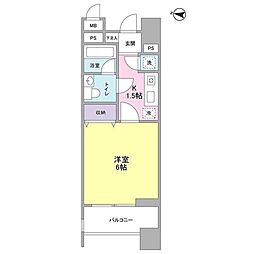 ロネスタR文京護国寺 1Kの間取図画像