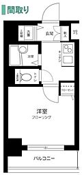 パークウェル浅草 1Kの間取図画像