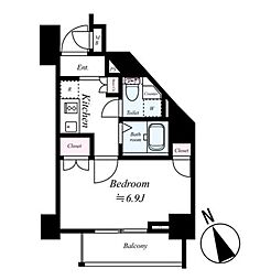 スパシエアルテシモベッタ 1Kの間取図画像