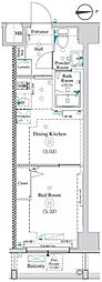 アンベリールマーロ北綾瀬1 1DKの間取図画像
