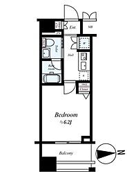 プレール・ドゥーク東京イースト4リバーサイド 1Kの間取図画像