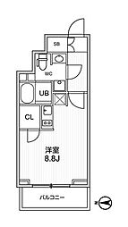 グラシアプレイス曳舟 ワンルームの間取図画像