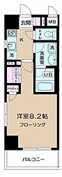 レクレドール豊洲 1Kの間取図画像