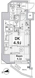 メイクス上野 1DKの間取図画像