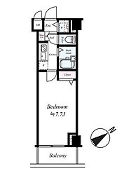 トーシンフェニックス日本橋兜町弐番館 1Kの間取図画像