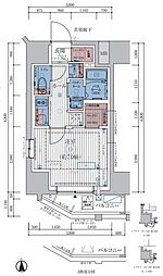 エステムコート亀戸TOKYOEAST 1Kの間取図画像
