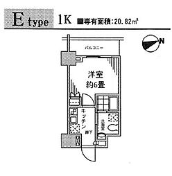 カスタリア門前仲町2 1Kの間取図画像