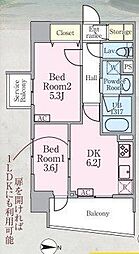 リックアート東陽 2DKの間取図画像