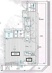 グランヴァンフリステーラ東陽町 ワンルームの間取図画像