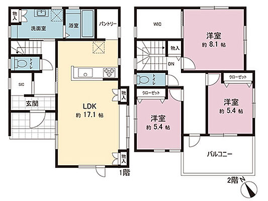 間取り 小田原市中新田 戸建　2号棟