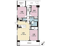 コスモ星川パークステージ 3LDKの間取図画像