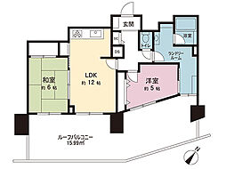 パシフィックパレス北久里浜 2LDKの間取図画像