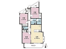 ニューウェルテラス金沢八景F棟 3LDKの間取図画像