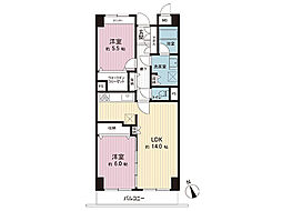 コスモ湘南野比海岸A棟風の棟 2LDKの間取図画像