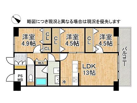 3LDK 間取り