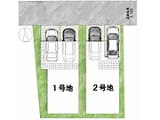【区画図】1号地道路：北向き・幅員3.5m土地面積：79.98平米